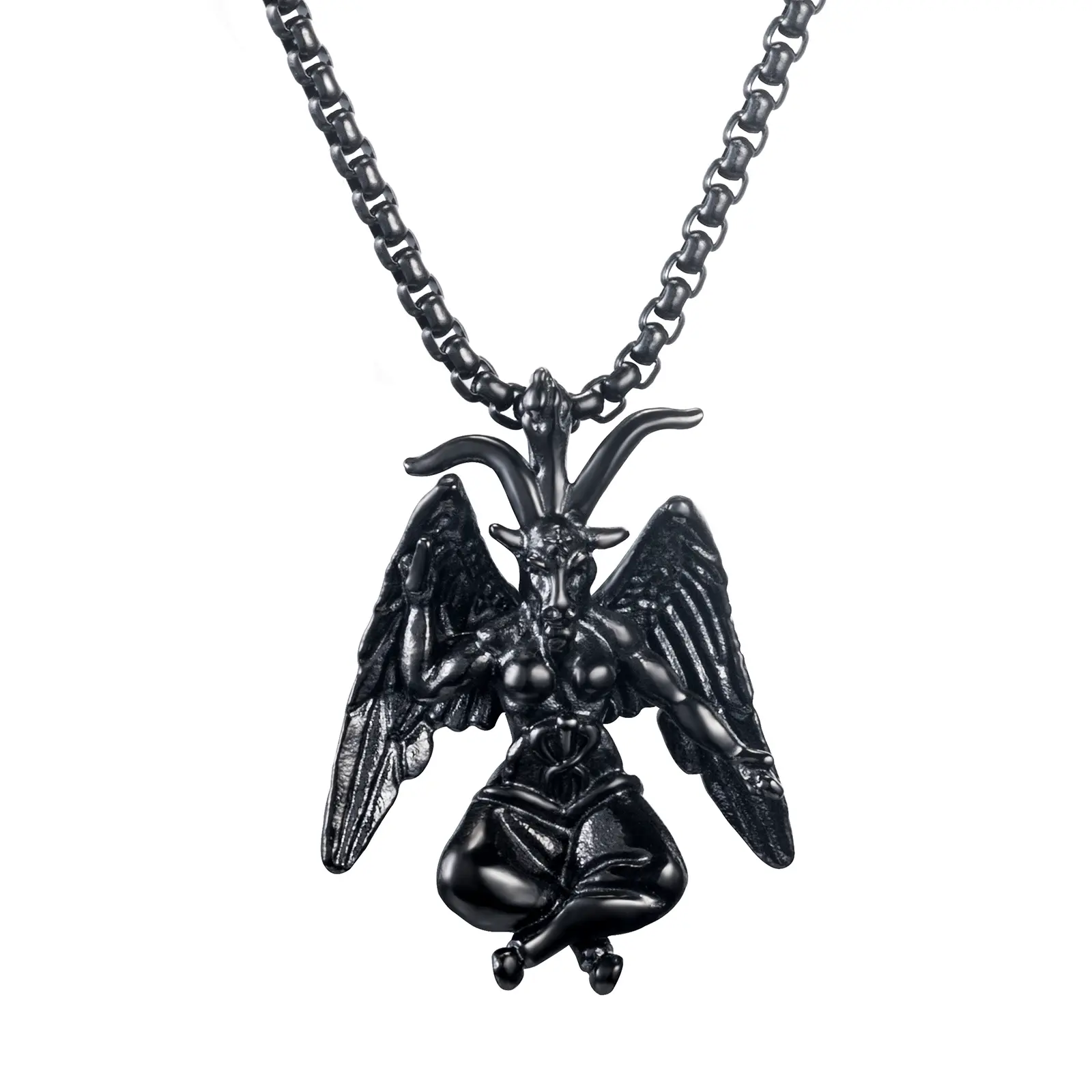 Sigil of Baphomet Necklace - Fade-Resist, Oxidation-Free Stainless Steel Satan Church Jewelry for Men, Fade‑Resist Steel