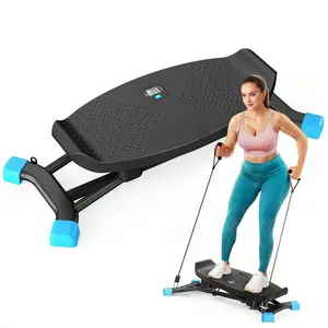 Balance Board with Resistance Bands & LCD Monitor - 300Lbs Portable Wobble Board for Full Body Home Gym Workout