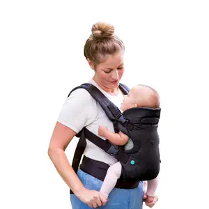 Hands-Free Baby Wrap Carrier, Flip 4-in-1 Advanced Carrier, Convertible Face in or Out or Front, Ergonomic, Travel with Baby Easily, Relieve Fatigue, Newborns and Older Babies, Maximum Load Bearing 32 lbs, Black