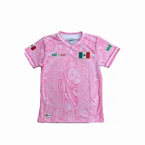 México Light Pink San Juditas Jersey with Iconic Design and National Flag Embroidery