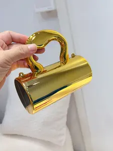 New Fashion Classic Solid Color Mirror Acrylic Box Bag, Personalized Handle Handbag, Perfect for Travel and Shopping