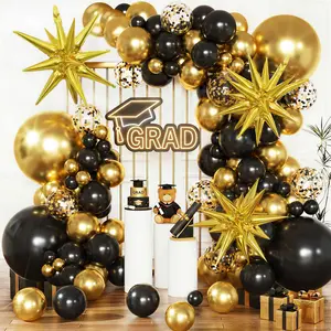Black and Gold Balloon Garland Arch Kit, 137Pcs Black Gold Balloons for Graduation Birthday Anniversary Patriotic Celebrations, Perfect for Party Decorations
