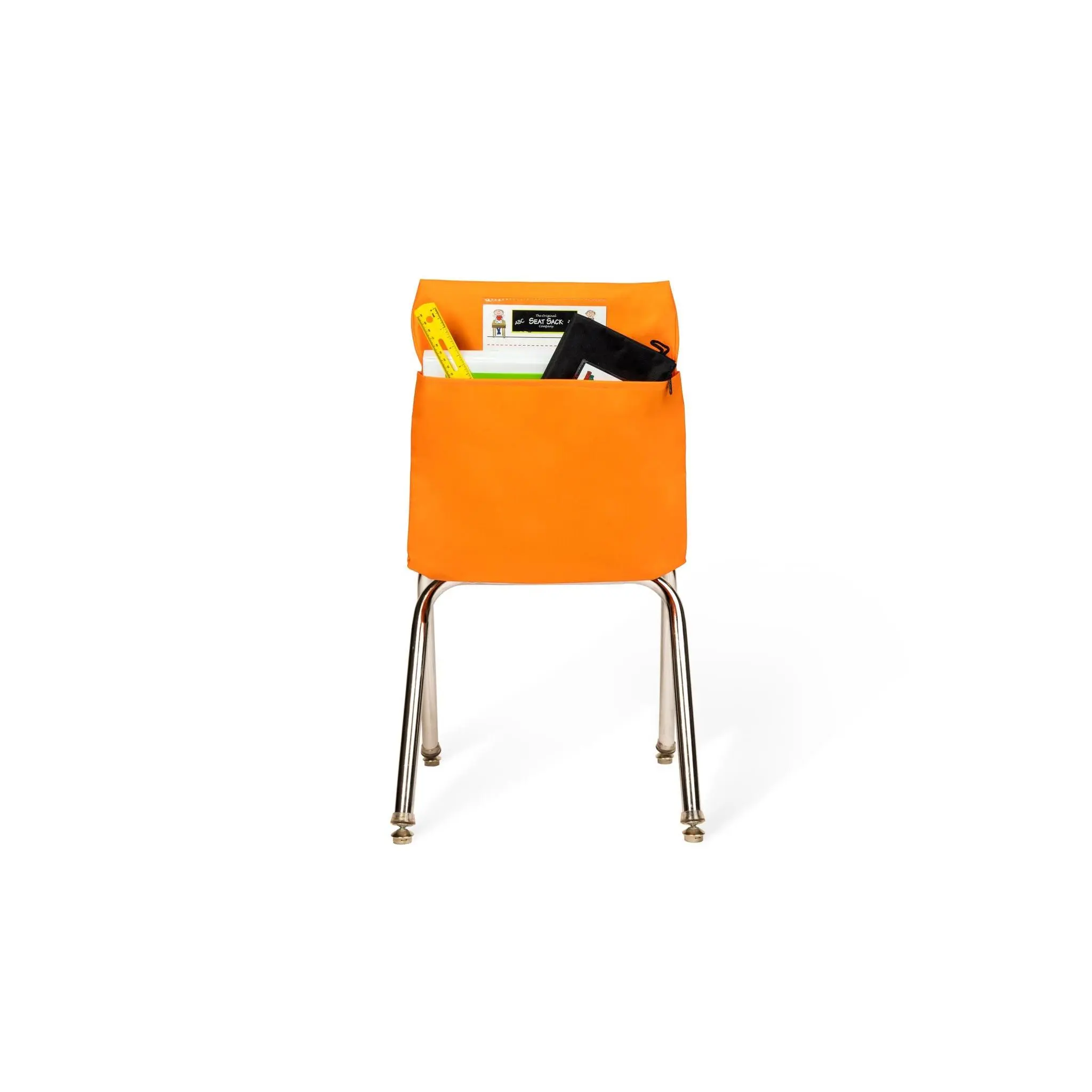 Orange Single-Pocket Seat Sack, Chair Storage Organizer for Classrooms