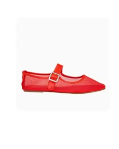 Red Mesh Mary Jane Flats