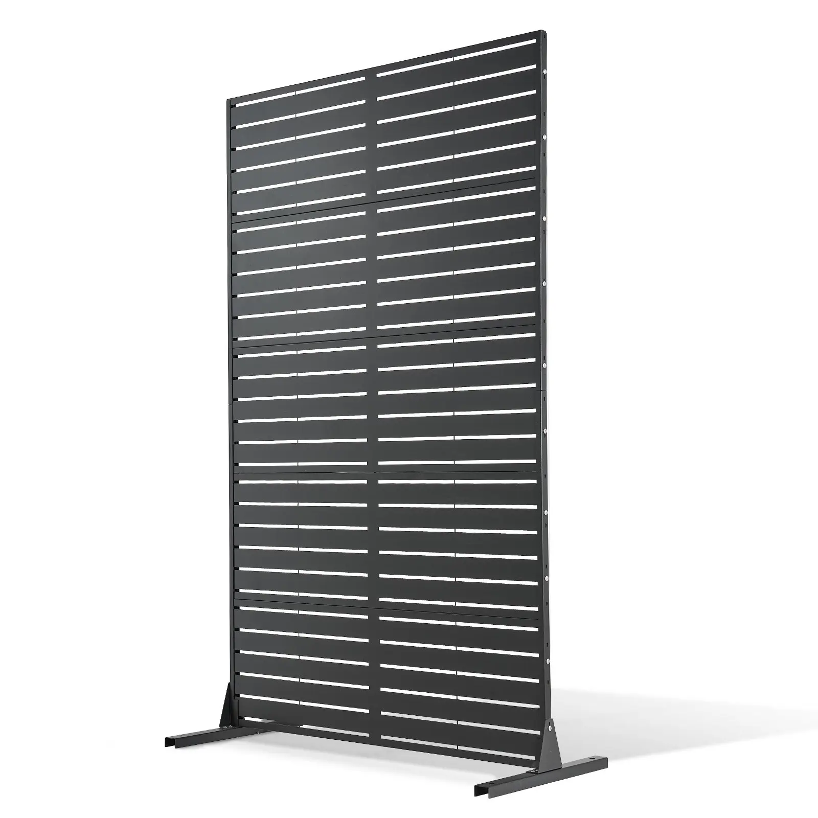 VEVOR 44Wx72H Metal Privacy Screen, Single Rectangular Freestanding Privacy Fence with Fixed Base Reinforcement, Indoor-Outdoor Garden Divider Panel for Courtyard, Modern