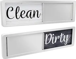 Dishwasher Magnet Clean Dirty Sign, Strong Universal Dirty Clean Dishwasher Magnet Indicator for Kitchen Organization, Slide Rustic Farmhouse Black and White Wood
