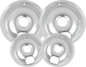 4 Pack Chrome Drip Pans, Compatible with Whirpool Kenmore Frigirate Stove Top Drip Bowls. Include 2 Pcs 6'' Range Replacement Drip Pans and 2 Pcs 8 '' Cooktop Drip Pans outdoorfun