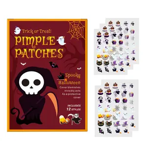 120pcs Halloween Witch Box Cartoon Gentle Acne Cover Patches, Cosmetic Patch, Gold Thread Ingredient, Halloween Style, Clean Skin Blemish Stickers, Acne Clearing Products, Blemish Relief Care