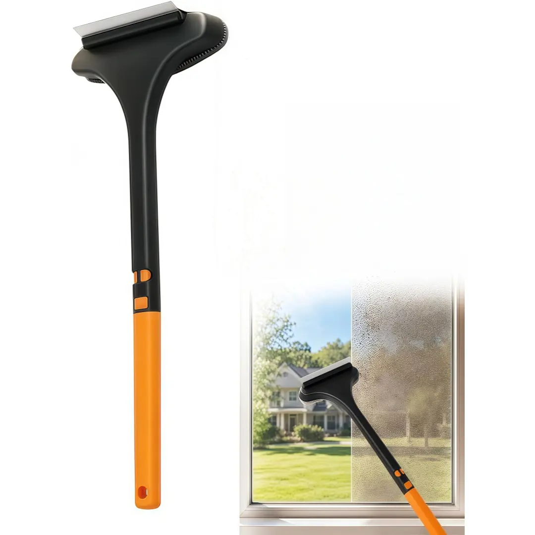 2pcs long handled glass wipers, stainless steel window wipers, household bathroom shower water purifiers, cleaning tools, household cleaning products, bathroom accessories, window cleaning tools, household small tools