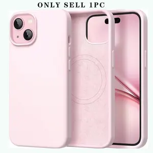 Magnetic for iPhone 17/16/15 /14/13/12/11Case, Compatible with MagSafe, [Soft Anti-Scratch Microfiber Lining], Slim Liquid Silicone Shockproof Protective Phone Case for iPhone 17/16/15 /14/13/12/11  Chalk Pink, Casing
