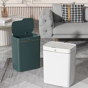 2PCS Smart Trash Can with Lid, Motion Sensor 4.2 Gallon Touchless Bin,  Smart Sensor Trash Can,Automatic Garbage Bin,Automatic Trash,Smart Touchless Trash Can,Slim Motion Sensor Waterproof Plastic Trash Bin for Bedroom, Bathroom, Kitchen, Office, White