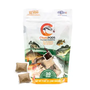Catfish Pro ChumPODS Raw Fish Attraction Pods - 20 Pack, 9.88 oz, Easy No-Mess Easy Setup Fishing Attractant Bait, Bass & All-Species Freshwater-Saltwater Fishing Equipment