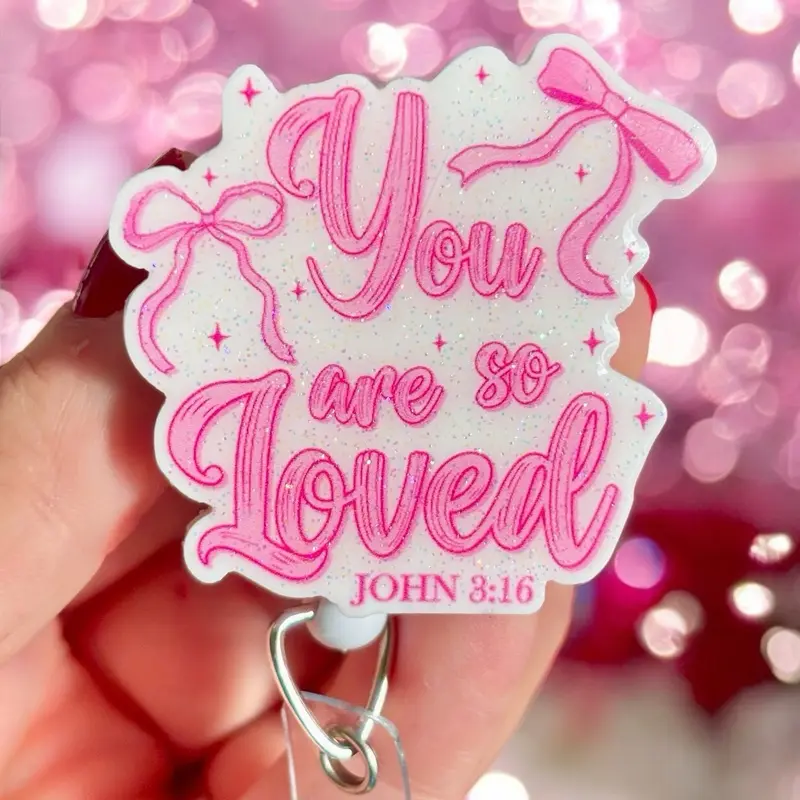 Glitter My Badge You are so loved Valentine’s Day reel for nurse and hospital workers. Badge clip Badge pull - Retractable swivel clip with a 360 rotation. Great gift for coworker