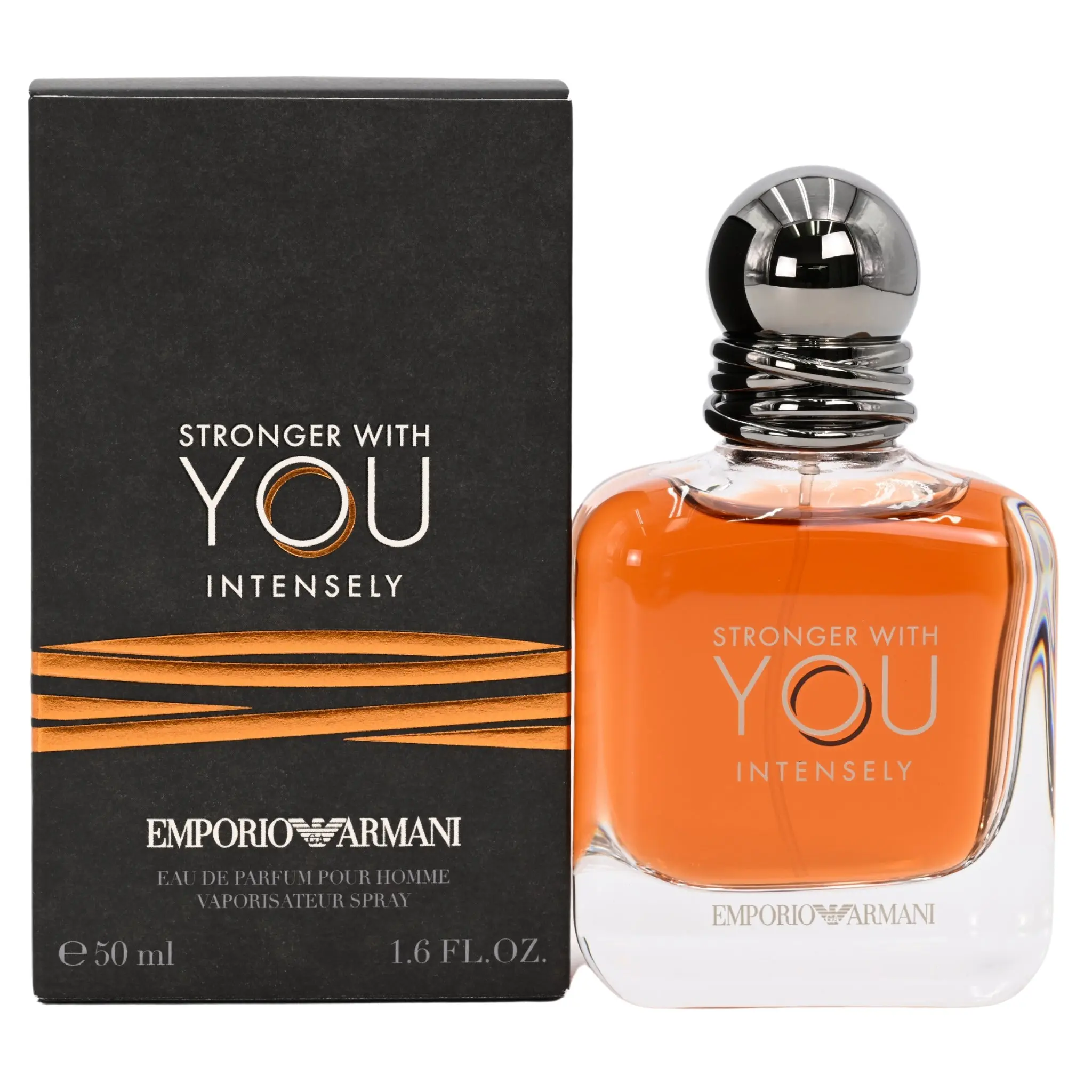 Giorgio Armani Stronger With You Intensely EDP Spray, a Warm Spicy Men's Cologne with Notes of Vanilla, Amber, and Lavender, 1.6 fl oz, Bold Scent, Signature Scent, Masculine, Perfumes, Spray Bottle, Designer Men's Fragrance, Amber Intense Men's Fragrance
