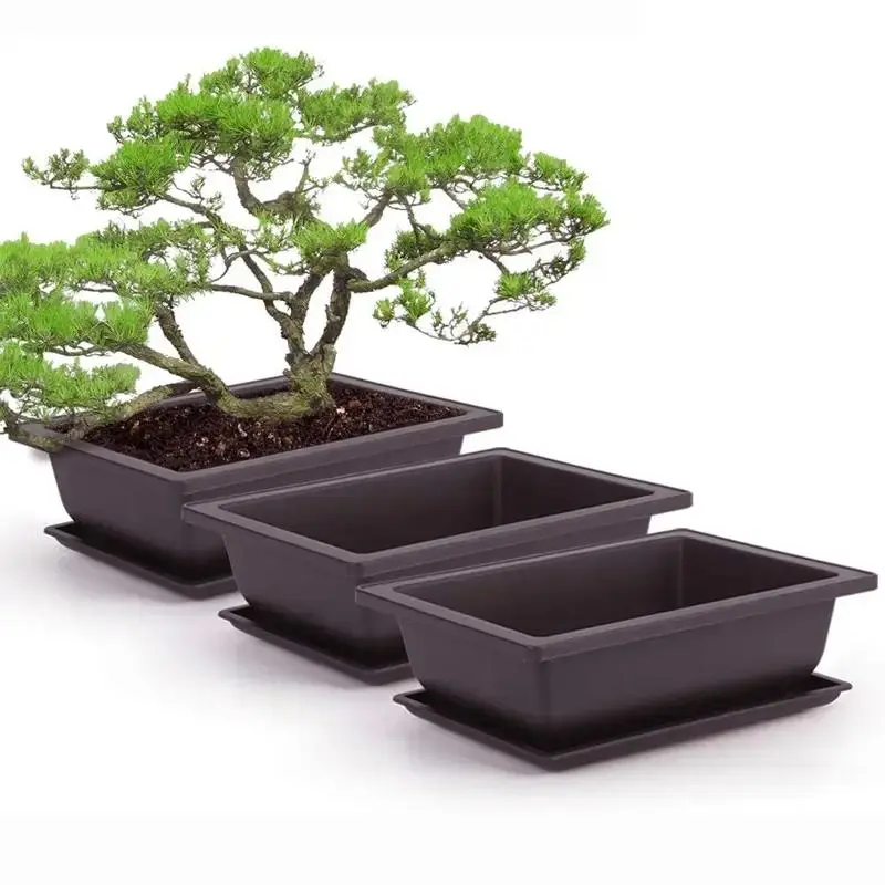 Bonsai Pot, Rectangular Square Planter, Succulent Plants Pots, Sturdy Plastic Pot, Outdoor Garden Landscape Bonsai Pot, Plastic Planter Box, Plastic Planters For Outdoor Plants, Gardening Pots, Planting Containers, Garden Supplies