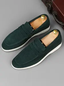 Men's Business Low-Top Casual Shoes, Genuine Leather Breathable Loafers, Slip-On Formal Leather Shoes, Comfortable Office Footwear