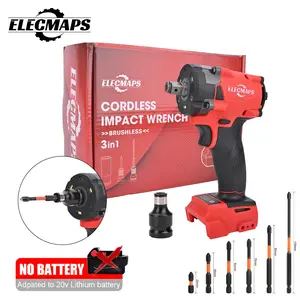 ELECMAPS 18V-compatible, 430N high-torque cordless impact wrench, 1/2-inch, red and black, ideal for home repairs and DIY projects. Impact wrench; tool only—battery not included.