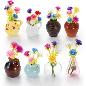 8 Style Mini Ceramic Vase Magnets, Funny Mini Vase Magnets for Fridge, Tiny 3D Vase Magnet, Cute Magnet for Kitchen Refrigerator Office Locker Decoration with Artificial