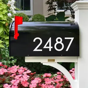 Reflective Mailbox Numbers, White Self Adhesive Numbers for Mailbox (4" x 2 Sets, 2" x 1 Sets), Modern Style,  Decal  Cut and Pre-Spaced for Signs, Door, , Address Numbe