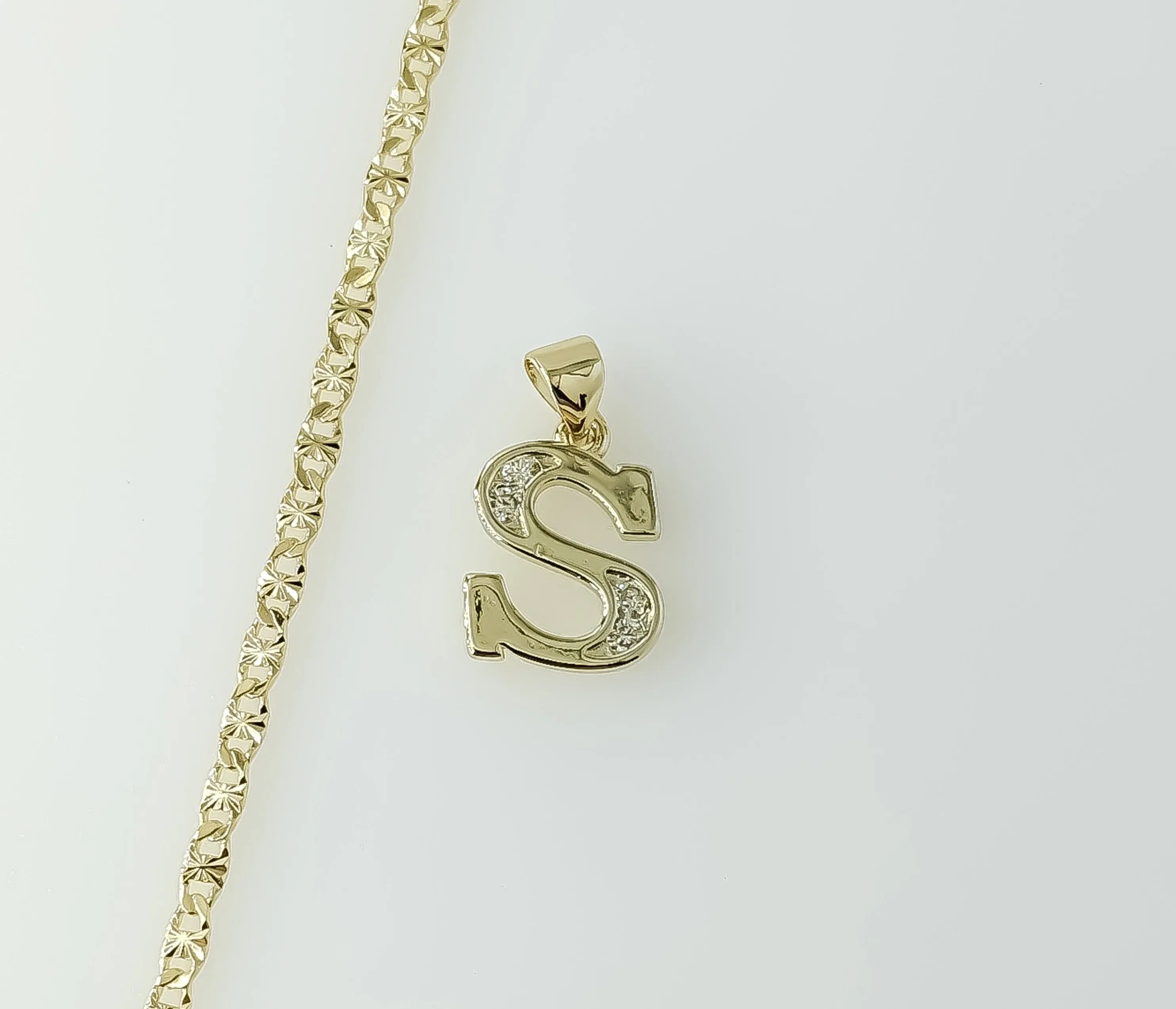 Plated Dainty Letter "S" 2.5mm Star Chain Necklace