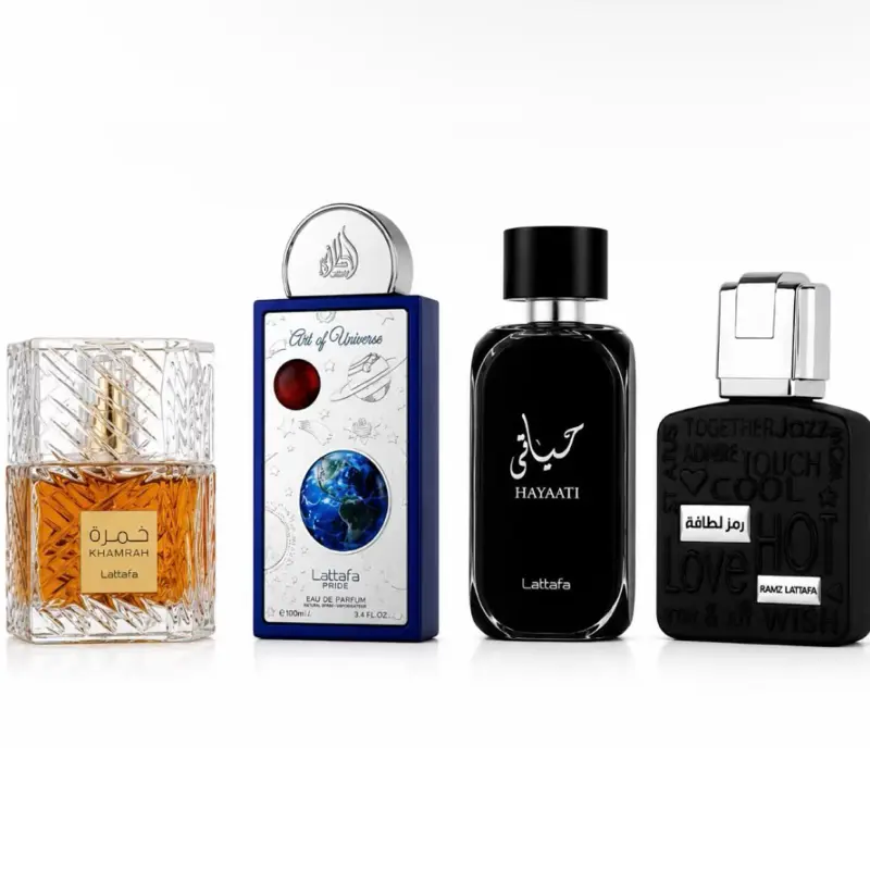 Best New Lattafa Perfume Bundle | Khamrah + Art of Universe + Hayaati + Rams | 100ml (3.4 fl.oz)