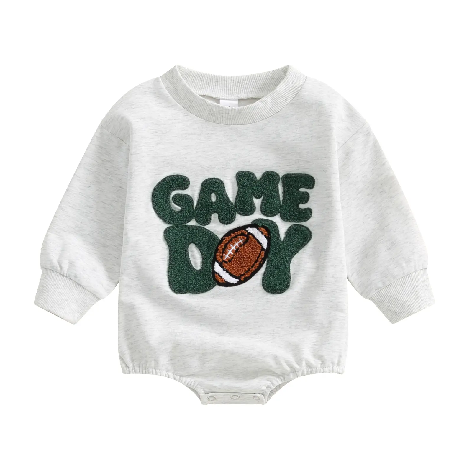 Newborn Baby Boy Game Day Outfit Embroidered Football Onesie Newborn Fall Winter Long Sleeve Romper