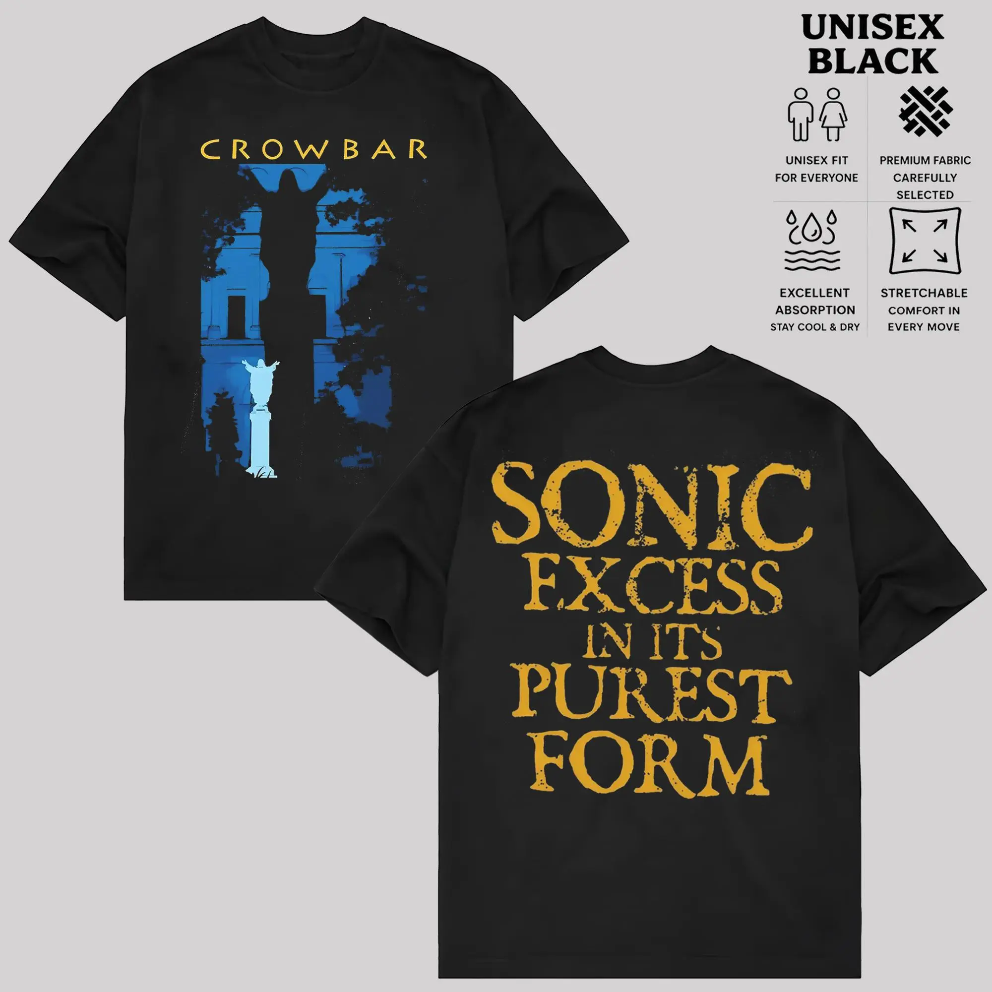 Crowbar Sonic Excess Heavy Metal T-Shirt, Crowbar Shirt , Music Graphic Tee, Rock Band Shirt, Retro Music Tee, Rock Music Lover Shirt, Vintage Band Shirts Casual Comfort Cotton Fabric Fit Top ,Top Men's and Women's Clothing .