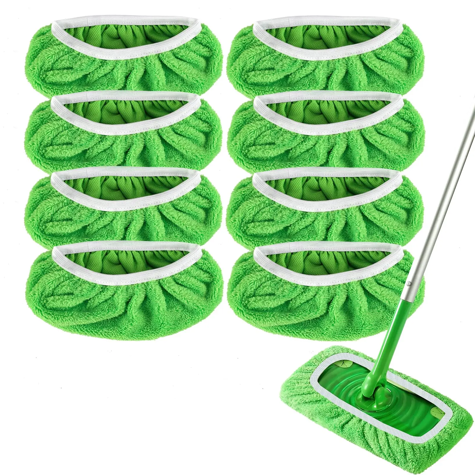 8 Pack Reusable Mop Pads Refill Compatible with Swiffer Sweeper Mop - Dry Sweeping Cloths & Wet Mopping Cloths for Household Cleaning - Washable Microfiber Pads for Mopping Floors