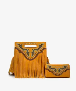 Montana West Embroidered Wallet -Mustard