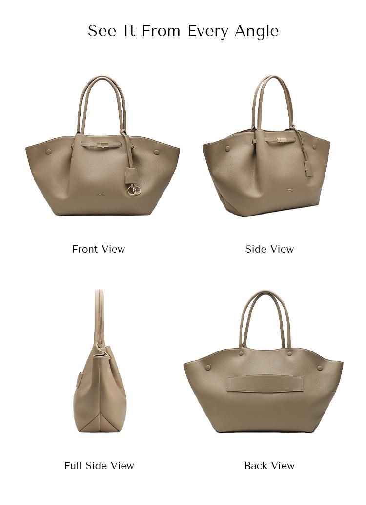 NEWBELLA Marella Top Handle Tote Bags - Elegant PU Leather Tote with Detachable Charm & Magnetic Closure System for Everyday Use 23.6" x 12.6" x 5.5" x 11"
