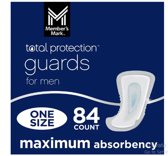 Member's Mark Total Protection Guards for Men Maximum Absorbency One Size 84 Count USA Made