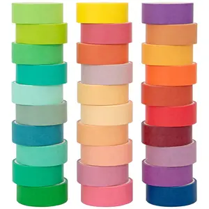 30-Roll Washi Tape Set, Decorative Colored Craft Tape for Scrapbooking Supplies, Journaling & DIY Hobbies Stamping