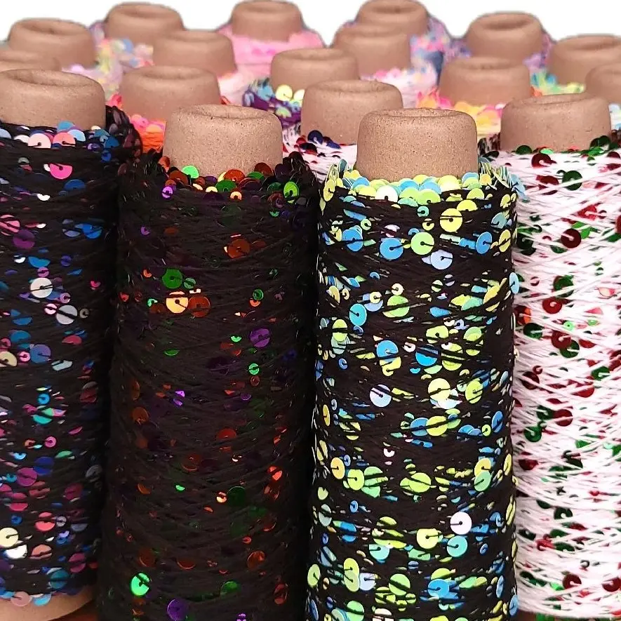 Cotton Sequin Yarn 100% Cotton Sparkle Yarn for Knitting Crochet 3.5oz 272yds