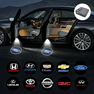 2Pcs LED Welcome Lights Car Door Lights No Wiring Battery Powered Wireless Ghost Shadow Projector Light for TOYOTA Nissan Jeep Buick – Easy Install Courtesy Lamp