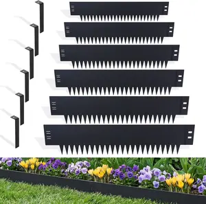 Steel Landscape Edging 6 Pack 8" H x 40" L, Heavy Duty Flexible Galvanized Metal Garden Border Strips, No Dig Lawn Edge with 6 Anchoring Pins, for Flower Bed, Yard, Pathway Divider(20 FT Total)