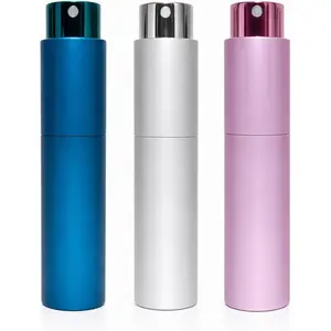 Travel Perfume Atomizer 10ml 3 Pack Refillable Portable Cologne Sprayer Fine Mist TSA Approved Twist Up Nozzle with Funnel and Dropper, Blue