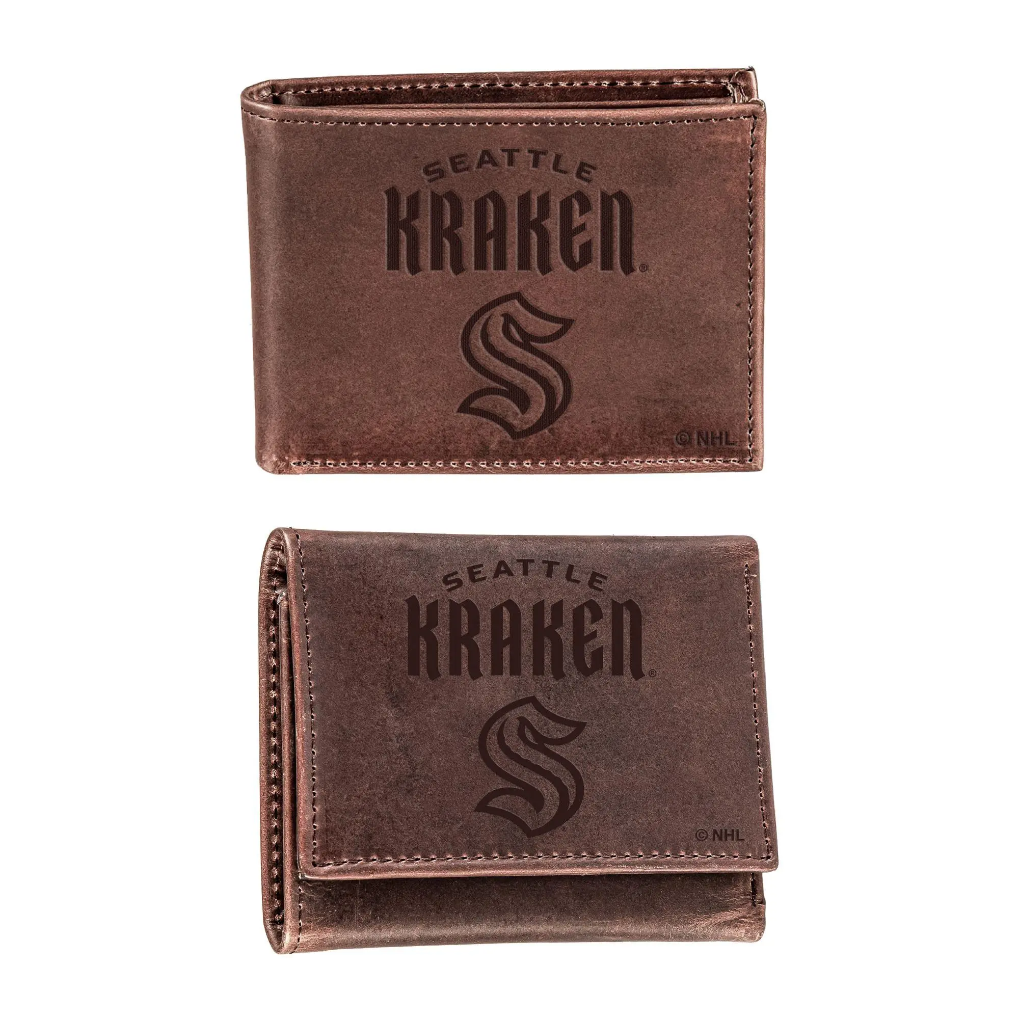 Evergreen NHL Bi-Fold & Tri-Fold Brown LeatherWallet Gift Set
