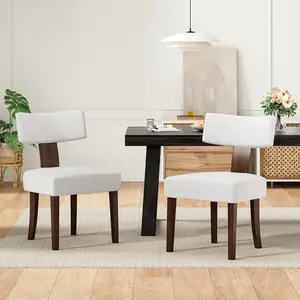 Upholstered Dining Chairs Set of 2 with Hardwood Frame Curved Backrest for Kitchen Room