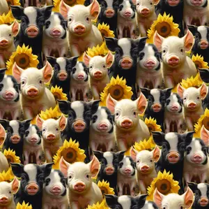 Sunshine Piglets Cotton Fabric