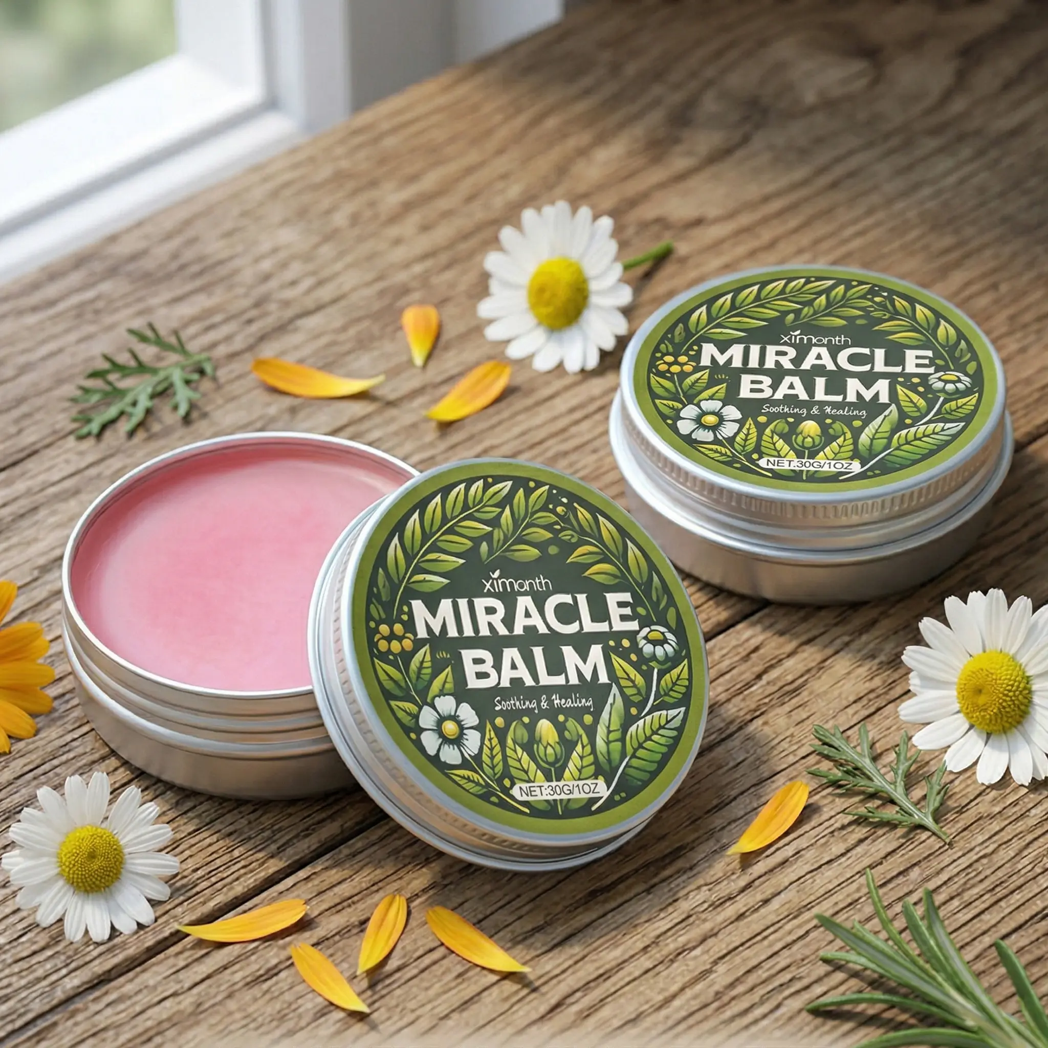 Miracle Balm - Natural Herbal Healing Ointment for Dry Skin & Intensive Botanical Relief - Multi-Purpose Soothing Salve for Face & Body (1oz/30g) Cosmetic