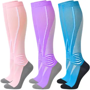 IRAMY Compression Ankle Support Socks for Women – Knee High, Moisture-Wicking, Gradient Compression, 3 Pairs