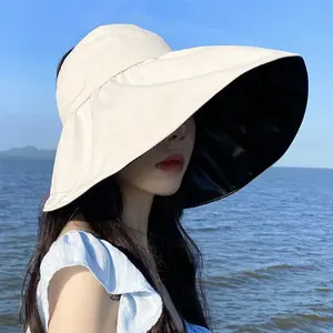 Women's Open-Top Sun Visor — Summer Sun Protection Hat, UV-Resistant Face-Shading Bucket Hat — Foldable, Adjustable, Fits Large Head Sizes