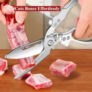 One heavy-duty stainless steel cooking scissors weighing 3 CR, an automatic high-strength chicken bone cutter with a thickened, smooth handle for easy cutting of bones—an essential tool for the home kitchen; multifunctional for cutting fruits and vegetabl