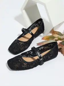 Women's Elegant Lace Pattern Ballet Flats, Ballerina Flats, Fashionable Pointed Toe Flat Shoes for Summer, Lightweight Breathable Comfortable Shoes for Daily Wear, Girl