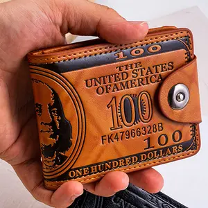 Vintage-Style Wallet with Multi-Card Slots & $100 Bill Design – Stylish Black & Brown Coin Purse for Men and Women, Perfect for Daily Use or as a Unique Christmas Gift, Daily Wallet Use |   Stylish Coin Purse |   Durable