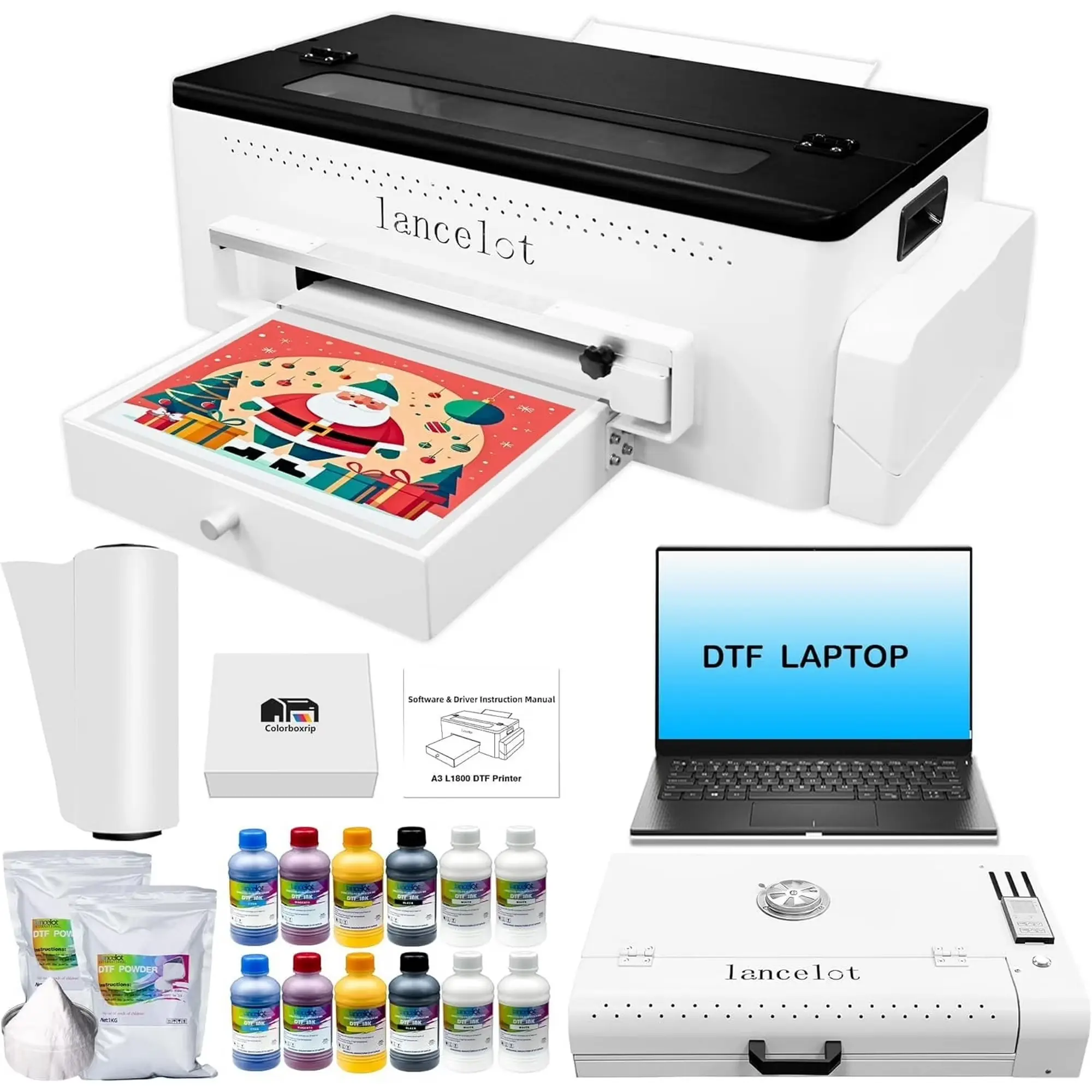 Lancelot L1800 A3 DTF Printer with Roll Feed Print Function, Preloaded PC, White Ink Circulation System, Roll Feeder for Hoodie, Apparel and T-Shirt Transfer Printing