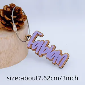 Personalized Wooden Acrylic Keychain - Custom Name/Initial Engraved Style Letter Pendant, DIY Name Tag with Metal Ring, Suitable for Backpacks, Keys, Valentine's Day/Christmas/Birthday Gift - Elegant Women's Accessory, Add Your Text