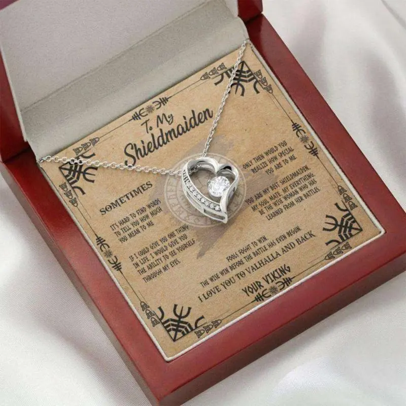 Wife Necklace, To My Shieldmaiden, Gift For Wife Necklace, Shieldmaiden Necklace, Viking Style Heart Necklace, Elegant Necklace Gifts for Wife - Perfect Anniversary, Birthday or Special Occasion Jewelry for Her