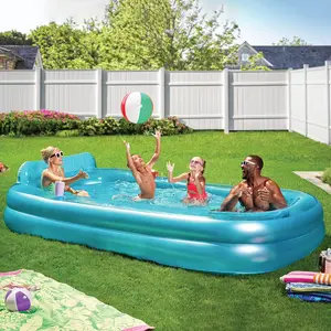 10FT Inflatable Family Pool with Seats & Cup Holders – Large Backyard Blow Up Pool for Adults & Kids | Summer Outdoor Water Pool