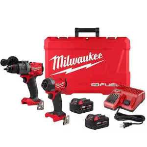 Milwaukee M18 FUEL 18V Lithium-Ion Brushless Cordless Hammer Drill and Impact Driver Combo Kit (2-Tool) with 2 Batteries